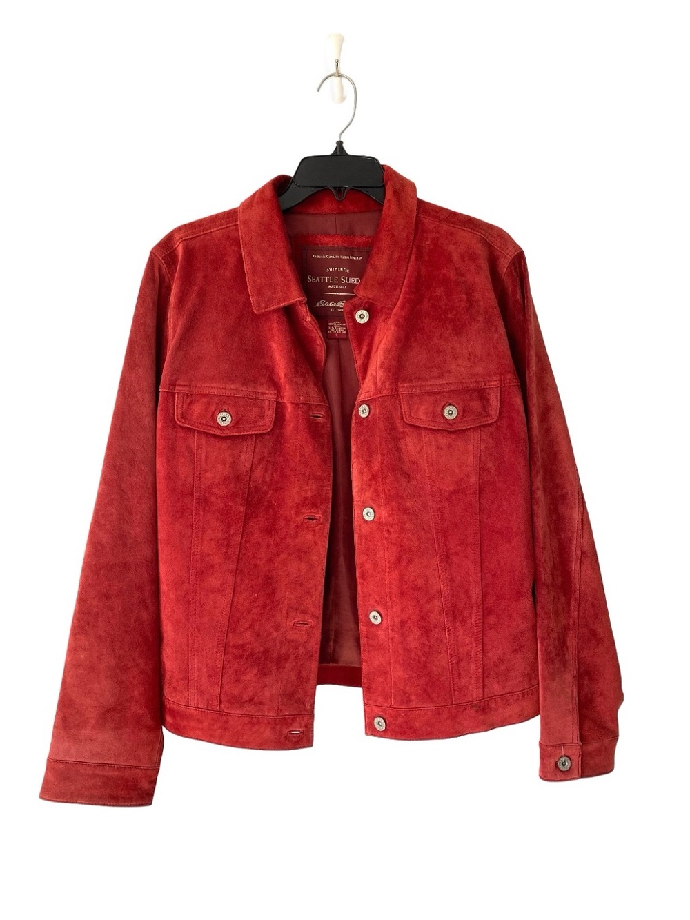 Eddie Bauer Seattle Washable Deep Red Suede Jacket size large